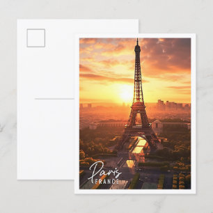 Beautiful Aerial view of Eiffel Tower Paris France Postcard