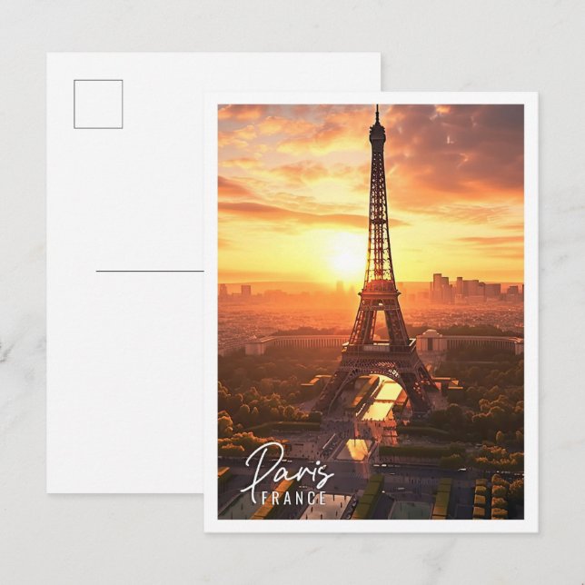 Beautiful Aerial view of Eiffel Tower Paris France Postcard (Front/Back)