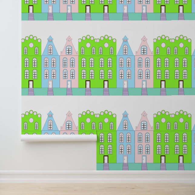 Beautiful Aesthetic European Cartoon Town Wallpaper (Application)