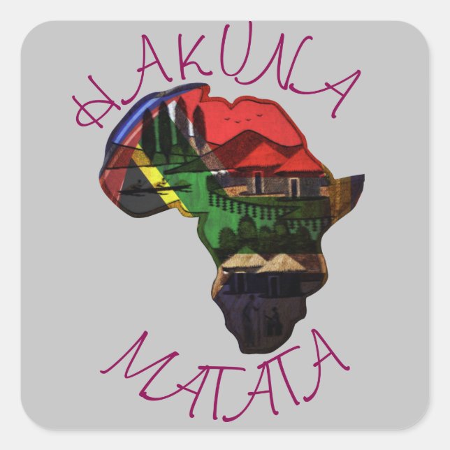 Beautiful Africa Hakuna Matata Customise Product  Square Sticker (Front)