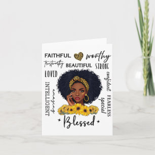Beautiful African American Black Woman Sunflower L Card