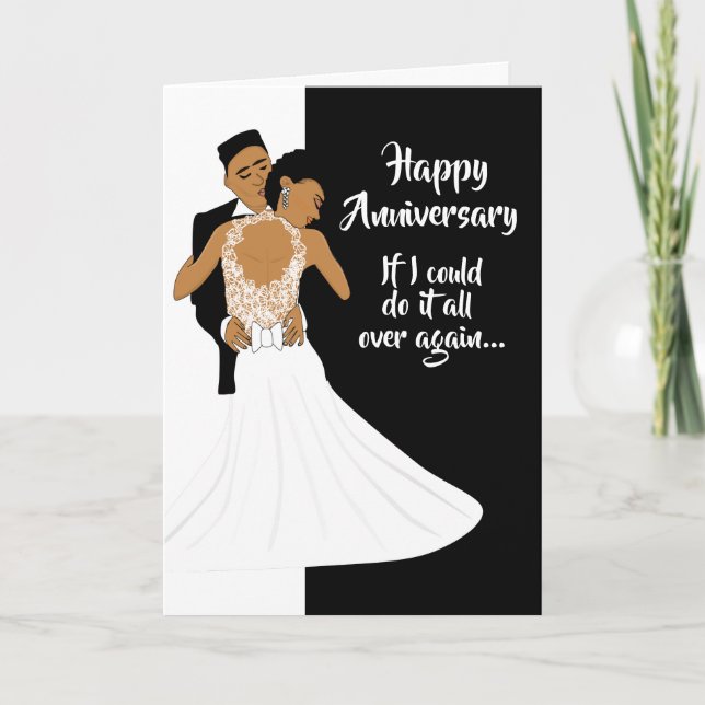 Beautiful African American Couple Anniversary Card (Front)