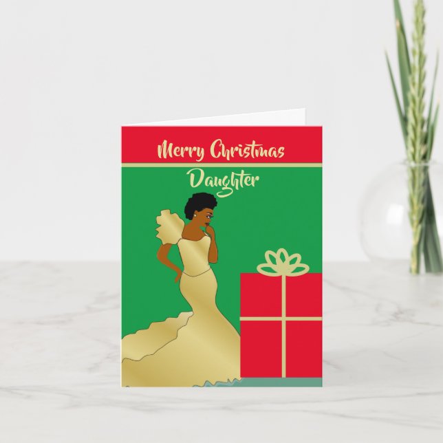 Beautiful African American Daughter Christmas Card (Front)