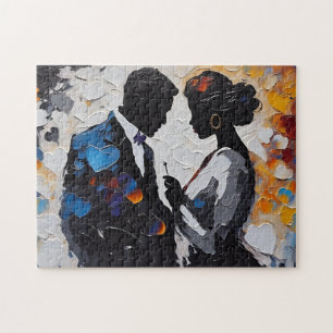 Beautiful African American Romantic Man and Woman Jigsaw Puzzle