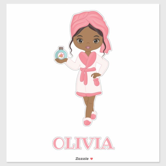 Beautiful African American Spa Girl Vinyl Sticker (Sheet)