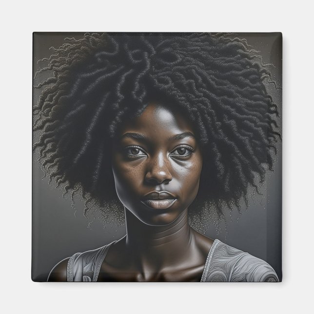 Beautiful African American Woman Ai Art Magnet (Front)