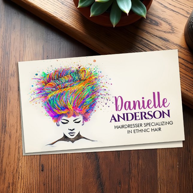 Beautiful African American Woman - Artistic Hair Business Card (Creator Uploaded)