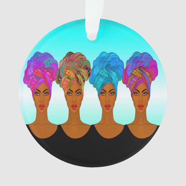 Beautiful African American Woman Ornament (Front)