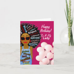 Beautiful African American Word Art Birthday Card