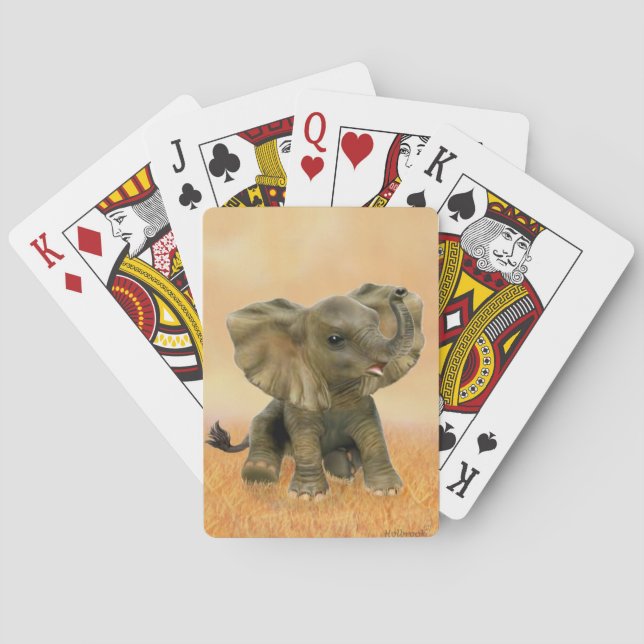 Beautiful African Baby Elephant Playing Cards (Back)