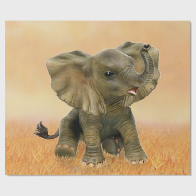 Beautiful African Baby Elephant Wrapping Paper (Flat)