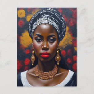 Beautiful African Black Woman Painting Postcard