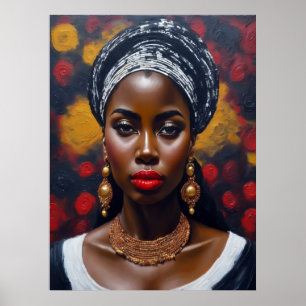 Beautiful African Black Woman Painting Poster