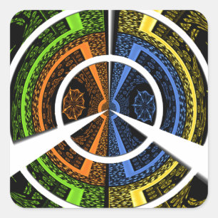 Beautiful African colourful Circular Illustrations Square Sticker