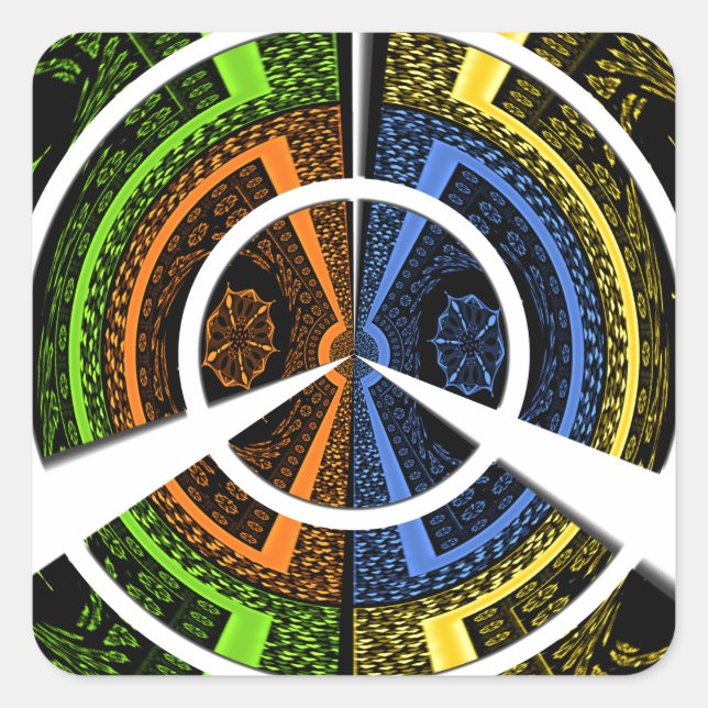 Beautiful African colourful Circular Illustrations Square Sticker (Front)