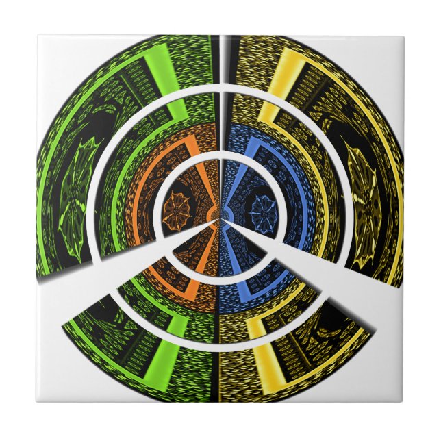 Beautiful African colourful Circular Illustrations Tile (Front)