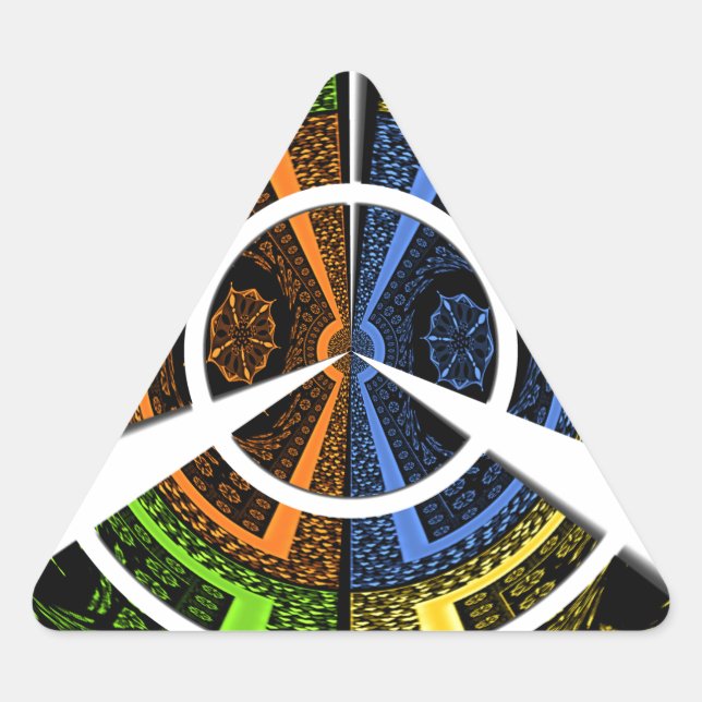 Beautiful African colourful Circular Illustrations Triangle Sticker (Front)