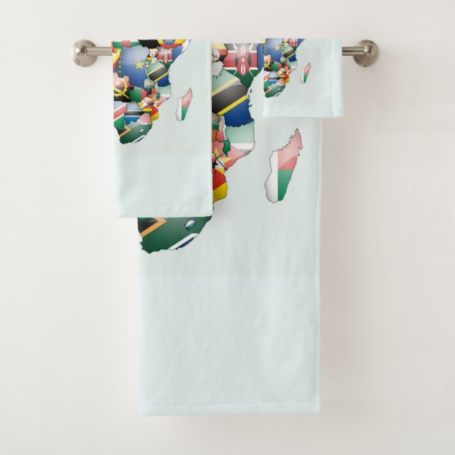 Beautiful African Continent Colourful Custom Map Bath Towel Set (Insitu)