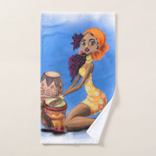Beautiful African Drummer Girl Bath Towels
