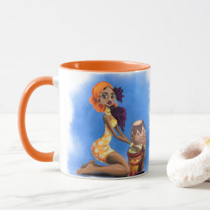 Beautiful African Drummer Girl - Happy Music Party Mug