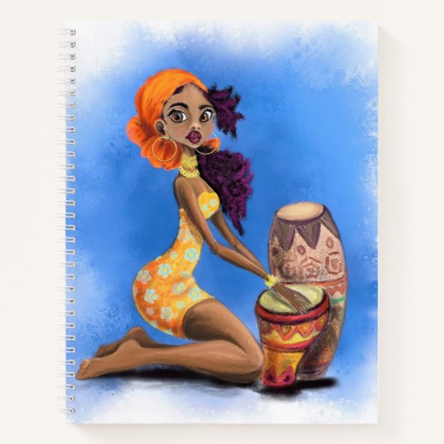 Beautiful African Drummer Girl Notebook (Front)