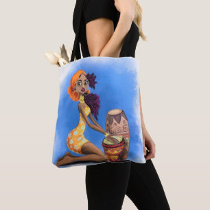 Beautiful African Drummer Girl Tote Bag