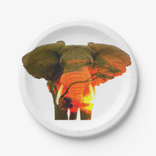 Beautiful African Elephant in the Serengeti Paper Plate