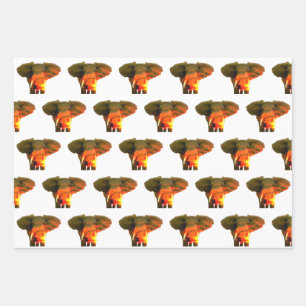 Beautiful African Elephant in the Serengeti Sunset Wrapping Paper Sheet