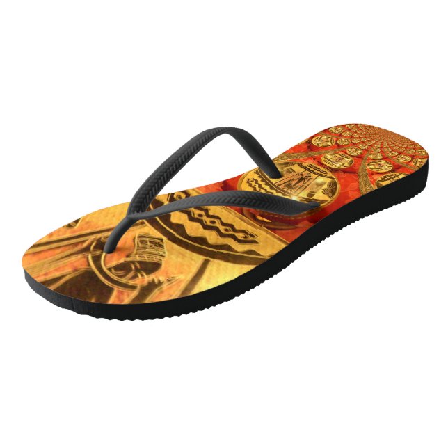Beautiful African Golden Red  Colour Art Design  Flip Flops (Angled)