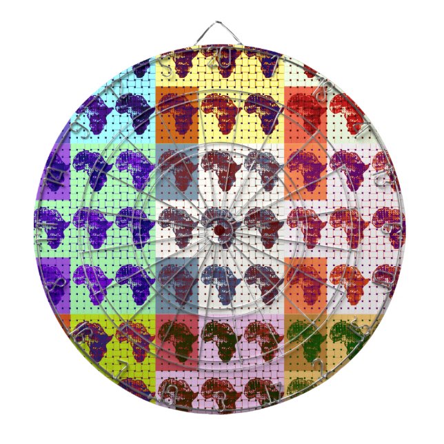 Beautiful African Map Chequered Pap art ethnic  Dartboard (Front)