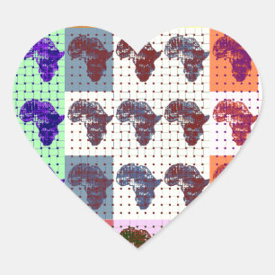 Beautiful African Map Chequered Pap art ethnic  Heart Sticker