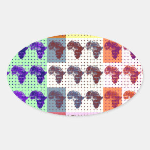 Beautiful African Map Chequered Pap art ethnic  Oval Sticker