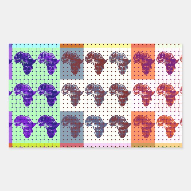 Beautiful African Map Chequered Pap art ethnic  Rectangular Sticker (Front)