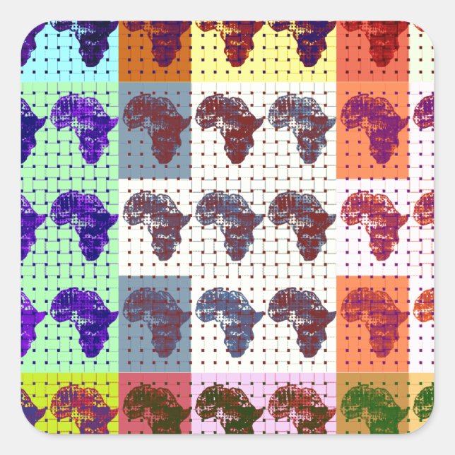 Beautiful African Map Chequered Pap art ethnic  Square Sticker (Front)