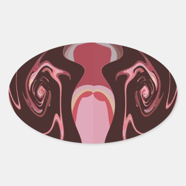 Beautiful African Maroon Motif Print Design Oval Sticker (Front)