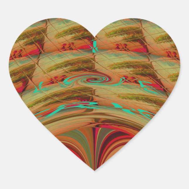 Beautiful African Traditional Golden Brown Motif  Heart Sticker (Front)