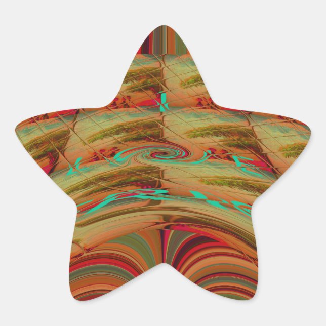 Beautiful African Traditional Golden Brown Motif  Star Sticker (Front)