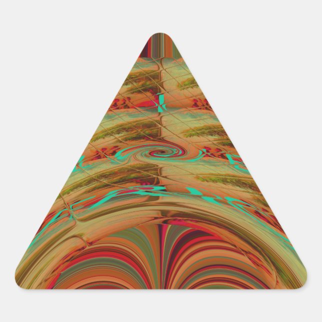 Beautiful African Traditional Golden Brown Motif  Triangle Sticker (Front)