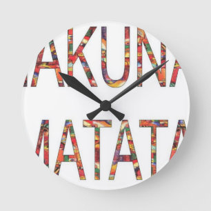 Beautiful African Vintage Colours Hakuna Matata Ar Round Clock