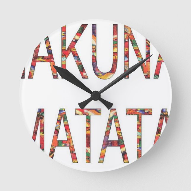 Beautiful African Vintage Colours Hakuna Matata Ar Round Clock (Front)