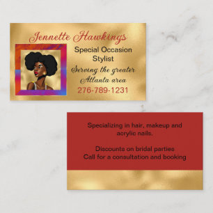 Beautiful African Woman Gold Look  Business Card