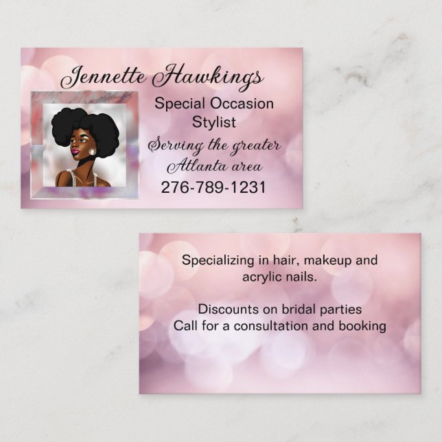 Beautiful African Woman Pink  Business Card (Front/Back)