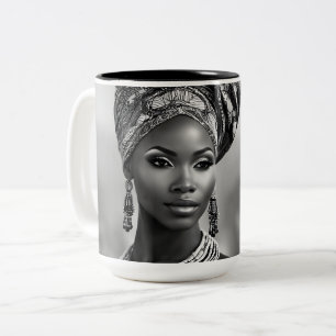 Beautiful African woman Two-Tone Coffee Mug