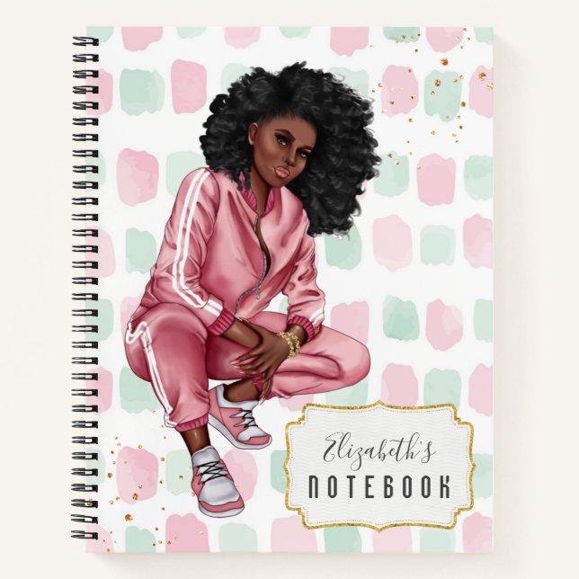 Beautiful Afro American Pink School Notebook (Front)
