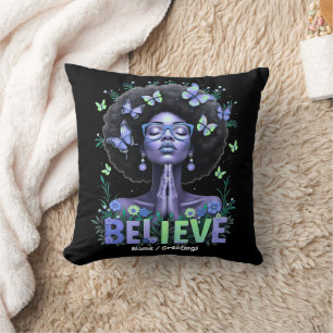 Beautiful Afro Woman Black Queen Praying Tribute Cushion
