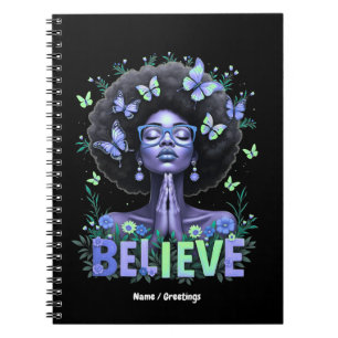 Beautiful Afro Woman Black Queen Praying Tribute Notebook