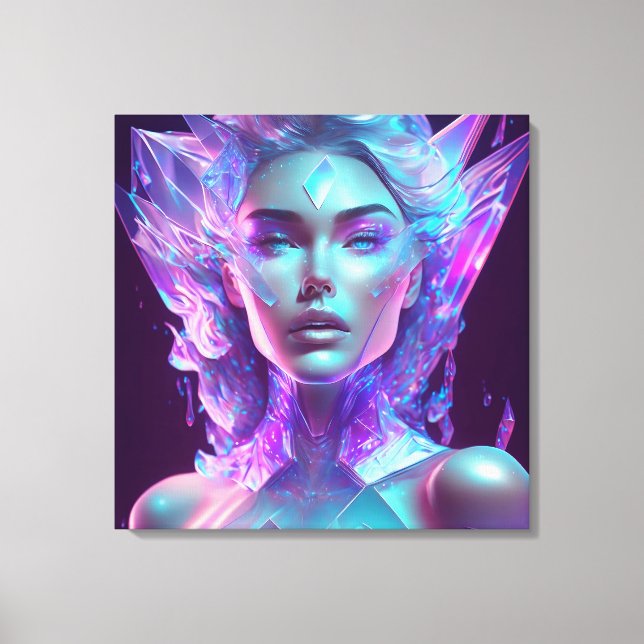 Beautiful Ai Art Pretty Icy Glass like Woman Canvas Print (Front)