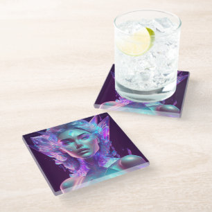 Beautiful Ai Art Pretty Icy Glass like Woman Coaster