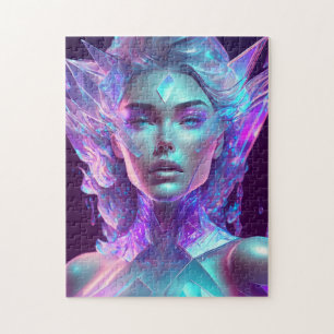 Beautiful Ai Art Pretty Icy Glass like Woman Jigsaw Puzzle