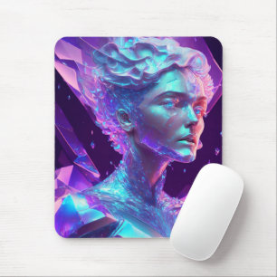 Beautiful Ai Art Pretty Icy Glass like Woman Mouse Mat